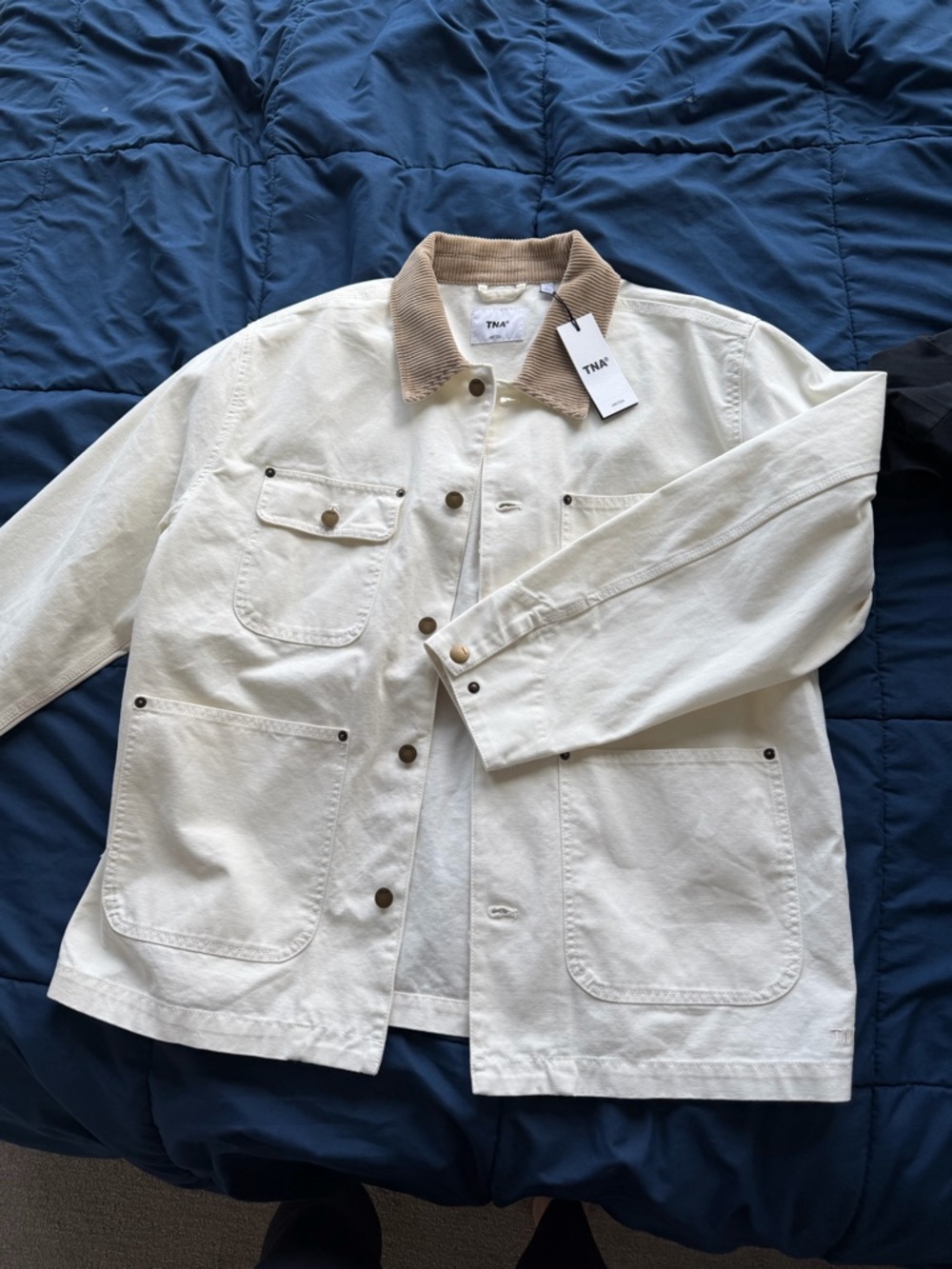 TNA Cream Canvas Field Jacket with Tan Corduroy Collar